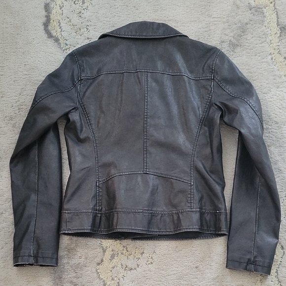 Black Leather Moto Jacket Asymmetrical Zipper Size XS - Picture 6 of 6